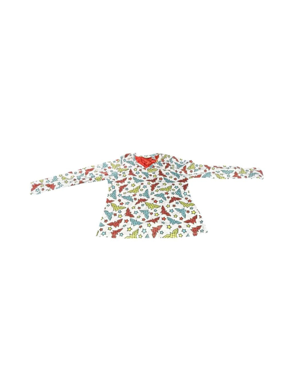 Girls Wonder Woman Pajama Set L White Red Blue Yellow #897